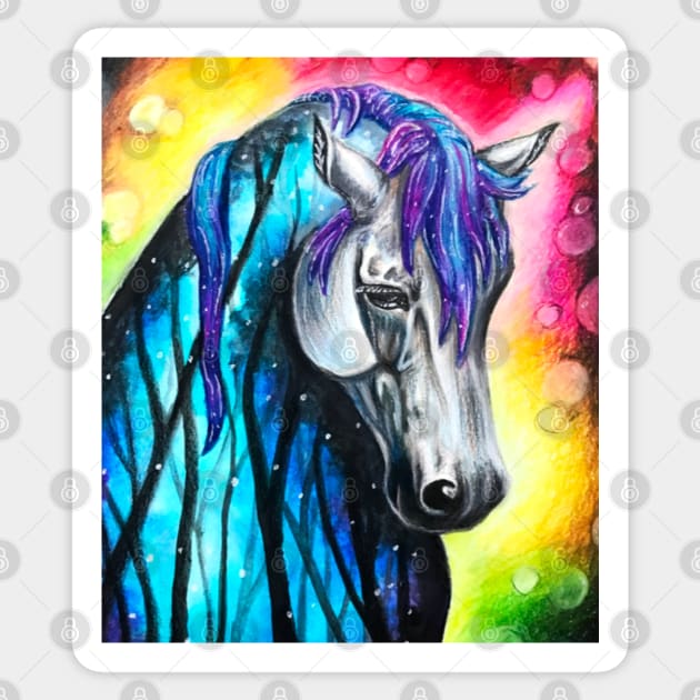 Rainbow Watercolor Horse Sticker by Lady Lilac